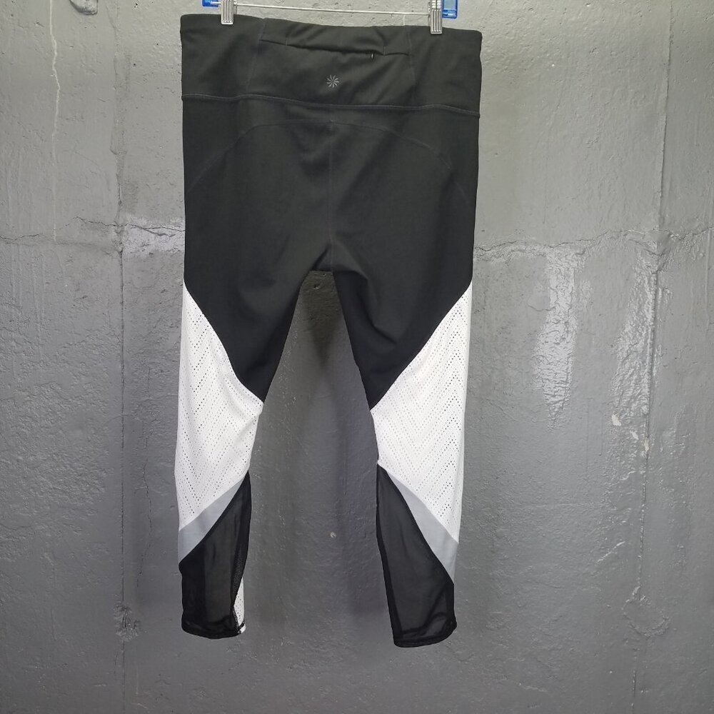 Athleta Precision Leggings Women's XL High Rise 7/8 Black White Perforated Mesh - Picture 6 of 16